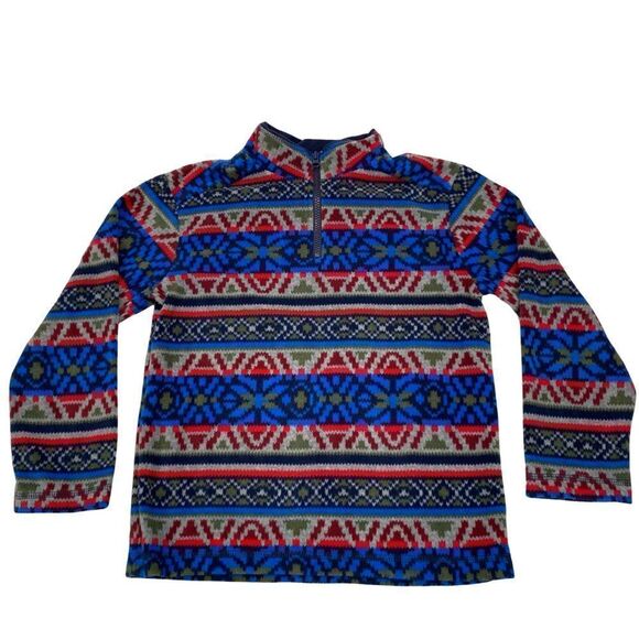 Gymboree Boys Multicolor Print 1/4 Zip Fleece Medium 7/8 - Picture 1 of 6